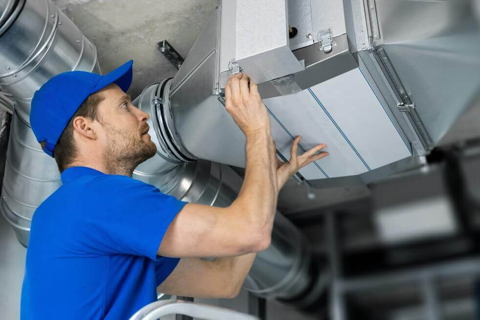 hvac technician checking hvac system